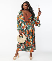 Green Kimono with flowers print