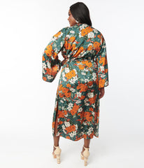 Green Kimono with flowers print