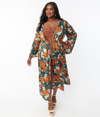 Green Kimono with flowers print