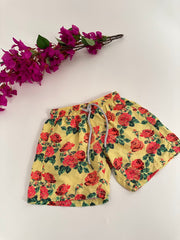 Kids Swim Trunks Yellow with flowers